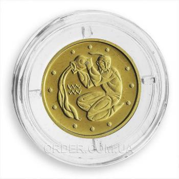 Золотая монета знака зодиака Водолей
