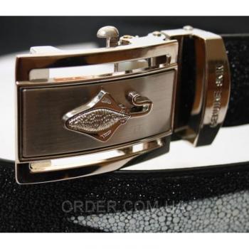 Мужской ремень из кожи ската (105 STB-SB Black)