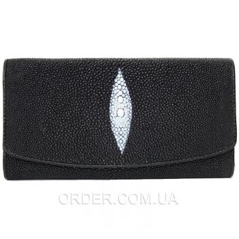 Женский кошелек из кожи ската (ST 52 Black)