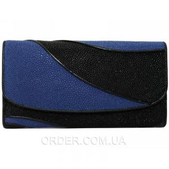 Женский кошелек из кожи ската (ST 52 DC Black/Dark Blue)