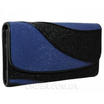 Женский кошелек из кожи ската (ST 52 DC Black/Dark Blue)