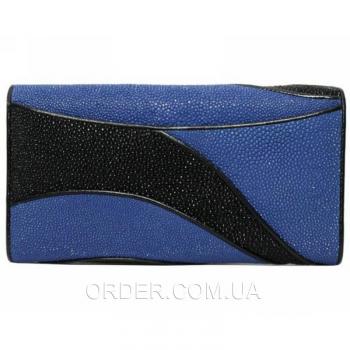 Женский кошелек из кожи ската (ST 52 DC Black/Dark Blue)