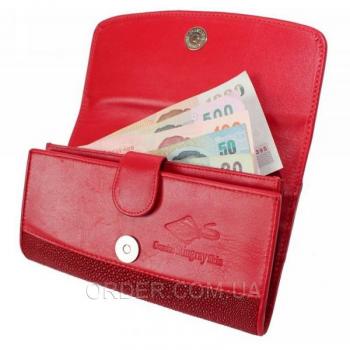 Женский кошелек из кожи ската (ST 52 Fire red)