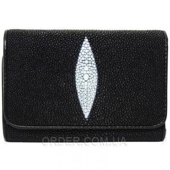 Женский кошелек из кожи ската (ST 63 Black)