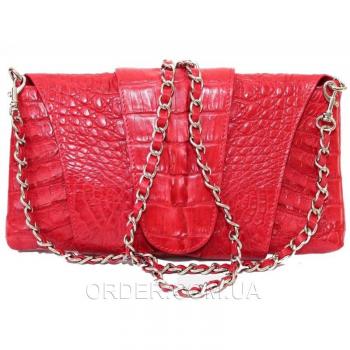 Женская сумка-клатч из кожи крокодила (FCM 320 Fire red)