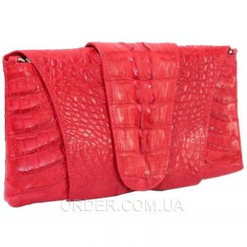 Женская сумка-клатч из кожи крокодила (FCM 320 Fire red)