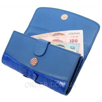 Женский кошелек из кожи крокодила (PCM 03 BT Ocean Blue)