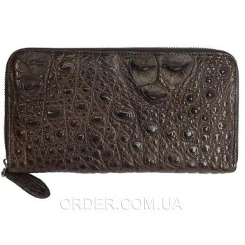 Купюрник на молнии из натуральной кожи крокодила (ZAM 11 EX TH Brown)