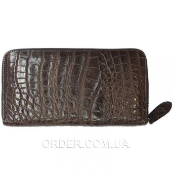 Купюрник на молнии из натуральной кожи крокодила (ZAM 11 EX TH Brown)