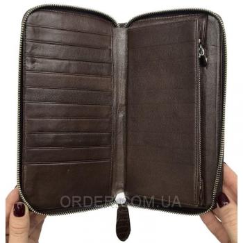 Купюрник на молнии из натуральной кожи крокодила (ZAM 11 EX TH Brown)