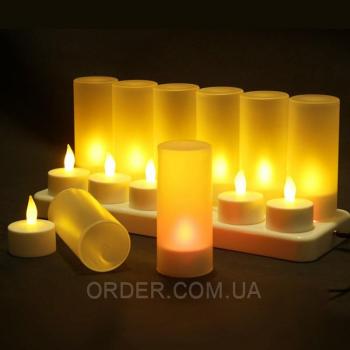 Светодиодные led свечи чайные с аккумулятором (набор 12 шт.)