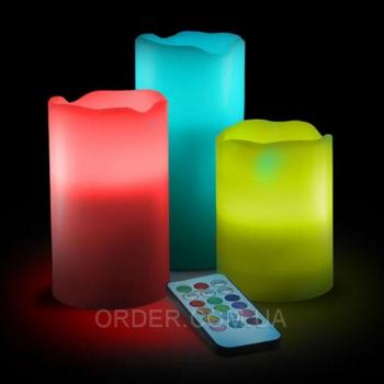 Светодиодные led свечи меняющие цвет с пультом управления набор (набор 3 шт.)
