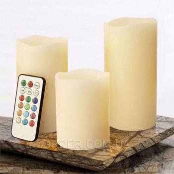 Светодиодные led свечи меняющие цвет с пультом управления набор (набор 3 шт.)