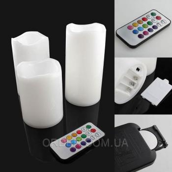 Светодиодные led свечи меняющие цвет с пультом управления набор (набор 3 шт.)