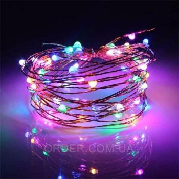 Светодиодная гирлянда на батарейках (6 метров) цветная