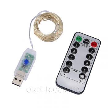 Светодиодная гирлянда с USB и пультом ДУ (5 метров) COLD